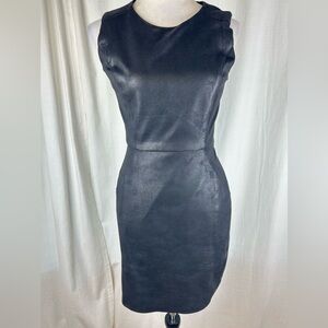 Waverly Grey Black Strapless Faux-Leather Sheath